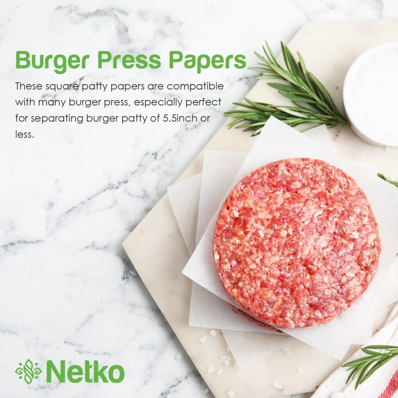 Netko Patty Paper - Hamburger press Patty Paper Sheets 4.75x5" - 1000 Non stick Wax Burger Patty paper Squares for Burger Press, Freezing & More - Image 3